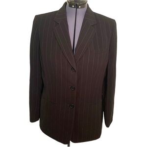 Kasper 3 Button Blazer Black White Stripes